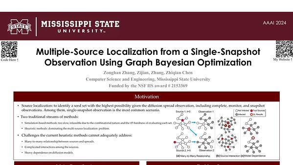 Multiple-Source Localization from a Single-Snapshot Observation Using Graph Bayesian Optimization