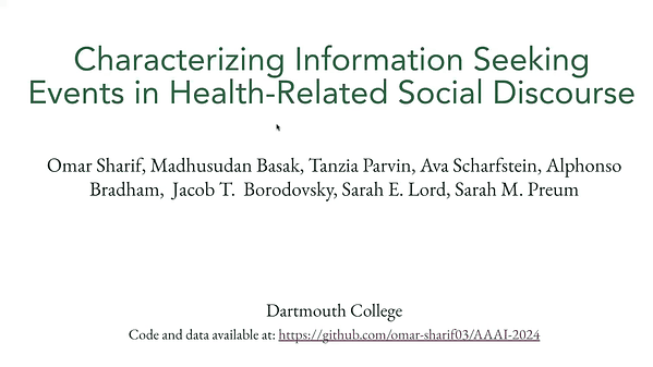 Characterizing Information Seeking Events in Health-Related Social Discourse | VIDEO