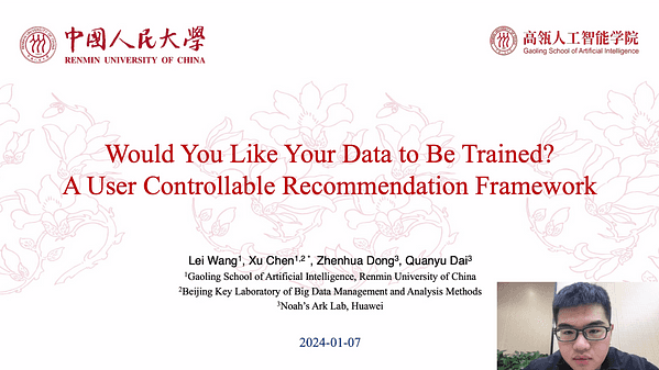 Would You Like Your Data to Be Trained? A User Controllable Recommendation Framework