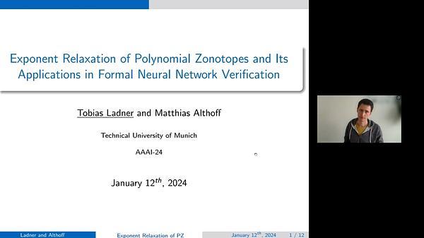 Exponent Relaxation of Polynomial Zonotopes and Its Applications in Formal Neural Network Verification | VIDEO