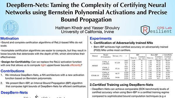 DeepBern-Nets: Taming the Complexity of Certifying Neural Networks Using Bernstein Polynomial Activations and Precise Bound Propagation