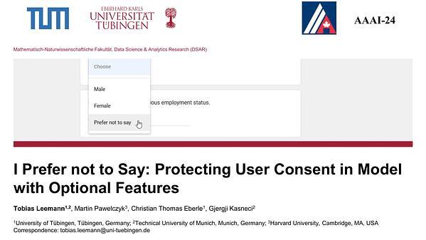 I Prefer Not to Say: Protecting User Consent in Models with Optional Personal Data