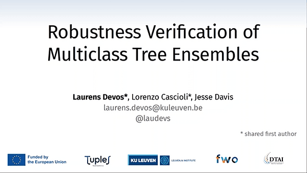 Robustness Verification of Multi-Class Tree Ensembles