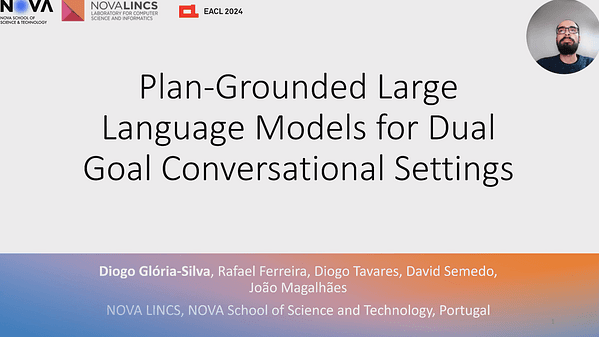 Plan-Grounded Large Language Models for Dual Goal Conversational Settings