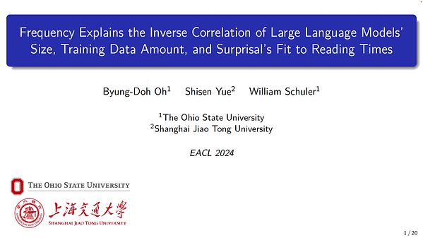 Frequency Explains the Inverse Correlation of Large Language Models' Size, Training Data Amount, and Surprisal's Fit to Reading Times