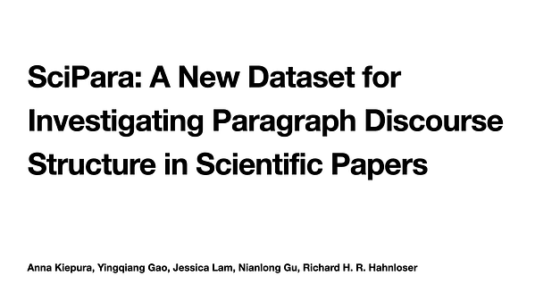 SciPara: A New Dataset for Investigating Paragraph Discourse Structure in Scientific Papers