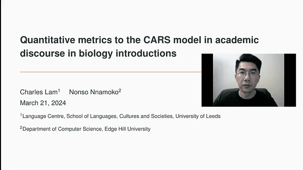 Quantitative metrics to the CARS model in academic discourse in biology introductions