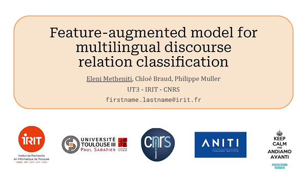 Feature-augmented model for multilingual discourse relation classification