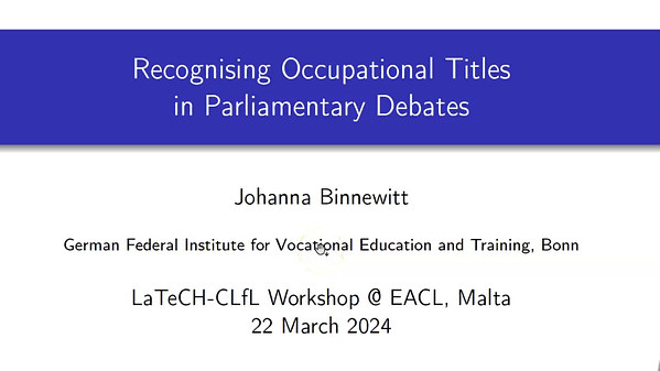 Recognising Occupational Titles in German Parliamentary Debates
