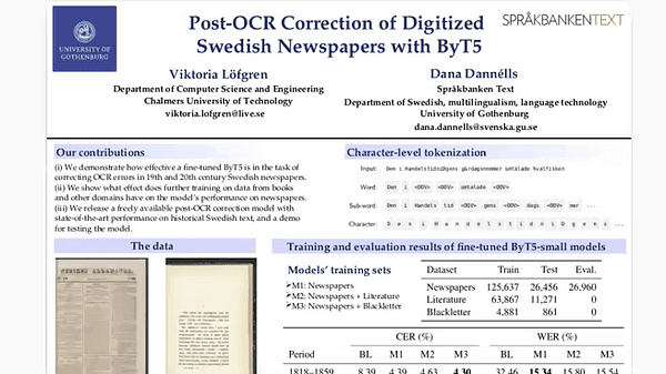 Post-OCR Correction of Digitized Swedish Newspapers with ByT5