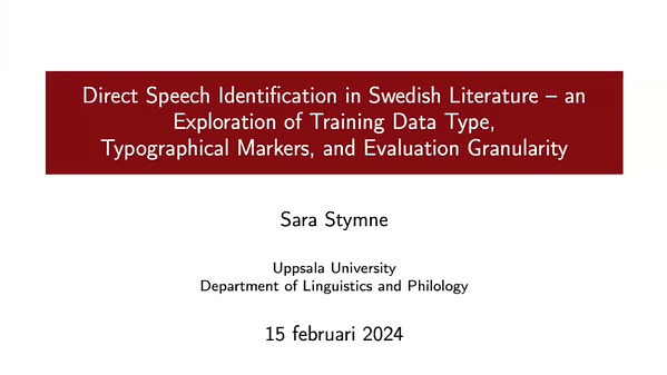 Direct Speech Identification in Swedish Literature – an Exploration of Training Data Type, Typographical Markers, and Evaluation Granularity