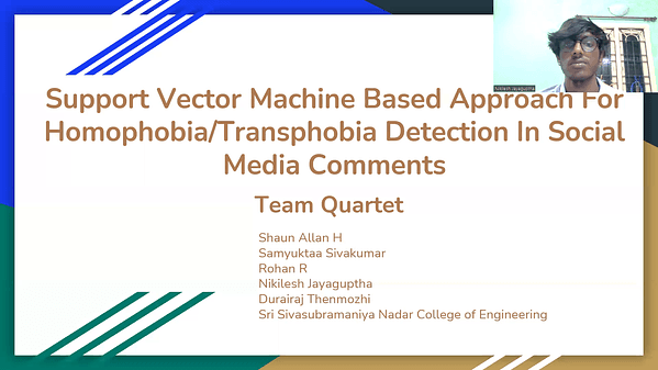 Quartet@LT-EDI 2024: Support Vector Machine based approach for Homophobia/Transphobia Detection in social media comments