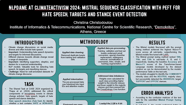 NLPDame at ClimateActivism 2024: Mistral Sequence Classification with PEFT for Hate Speech, Targets and Stance Event Detection