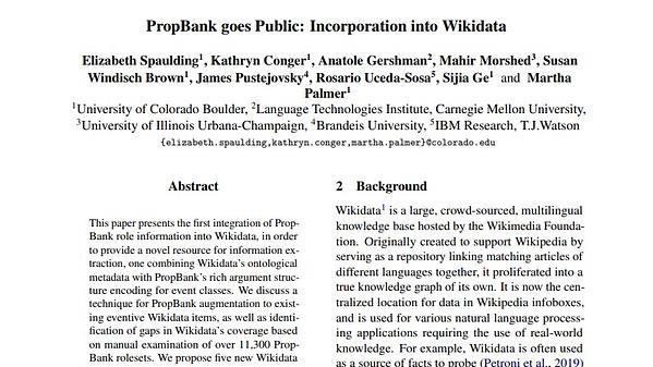 PropBank goes Public: Incorporation into Wikidata