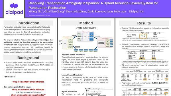 Resolving Transcription Ambiguity in Spanish: A Hybrid Acoustic-Lexical System for Punctuation Restoration