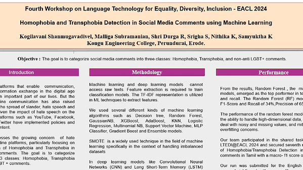 KEC-AI-NLP@LT-EDI-2024:Homophobia and Transphobia Detection in social media comments using Machine Learning