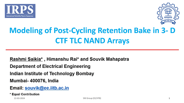 Modeling of Post-Cycling Retention Bake in 3-D CTF TLC NAND Arrays