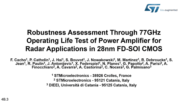 Robustness assessment through 77GHz Operating Life Test of power amplifier for radar application in 28nm FD-SOI CMOS