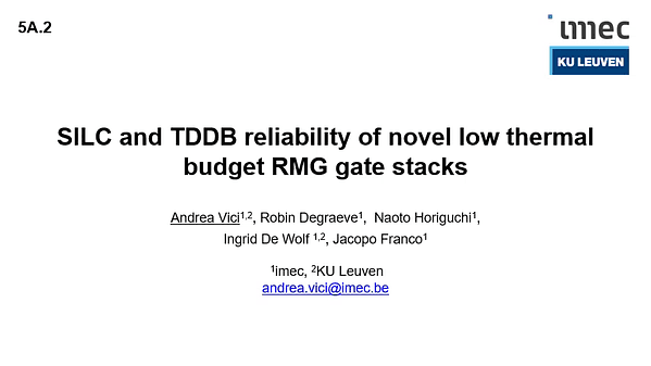 SILC and TDDB reliability of novel low thermal budget RMG gate stacks