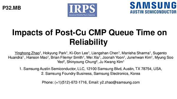 Impacts of Post-Cu CMP Queue Time on Reliability