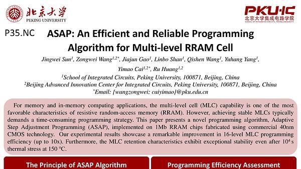 ASAP: An Efficient and Reliable Programming Algorithm for Multi-level RRAM Cell