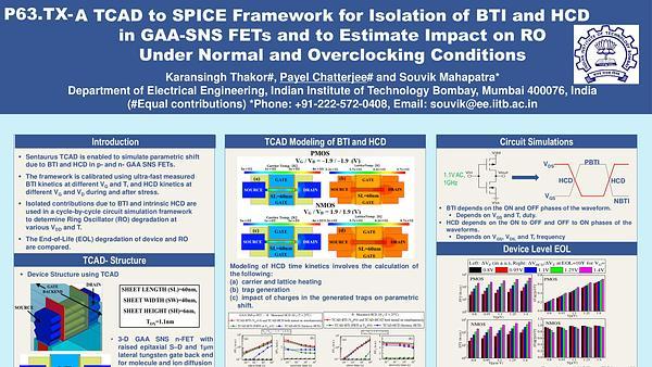 A TCAD to SPICE Framework for Isolation of BTI and HCD in GAA-SNS FETs and to Estimate Impact on RO Under Normal and Overclocking Conditions