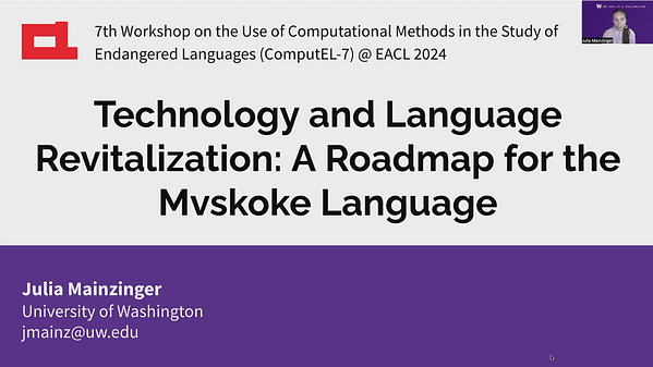 Technology and Language Revitalization: A Roadmap for the Mvskoke Language