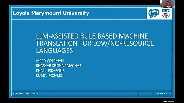 LLM-Assisted Rule Based Machine Translation for Low/No-Resource Languages