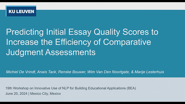 Predicting Initial Essay Quality Scores to Increase the Efficiency of Comparative Judgment Assessments