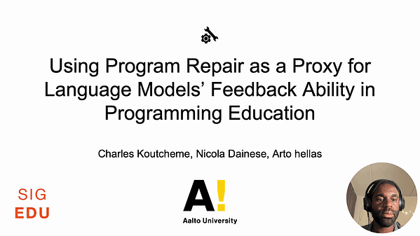 Using Program Repair as a Proxy for Language Models' Feedback Ability in Programming Education