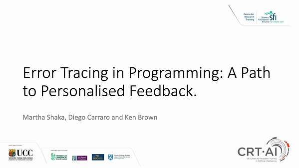 Error Tracing in Programming: A Path to Personalised Feedback