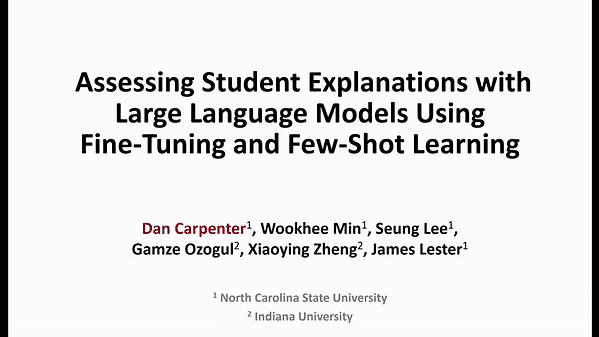 Assessing Student Explanations with Large Language Models Using Fine-Tuning and Few-Shot Learning