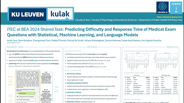 ITEC at BEA 2024 Shared Task: Predicting Difficulty and Response Time of Medical Exam Questions with Statistical, Machine Learning, and Language Models