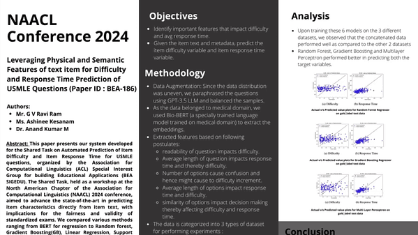 Leveraging Physical and Semantic Features of text item for Difficulty and Response Time Prediction of USMLE Questions