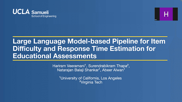 Large Language Model-based Pipeline for Item Difficulty and Response Time Estimation for Educational Assessments