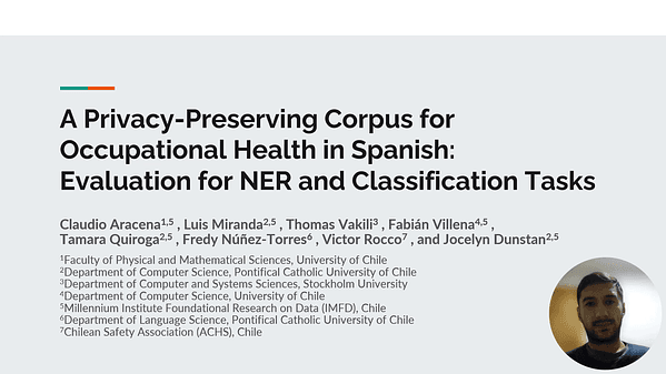 A Privacy-Preserving Corpus for Occupational Health in Spanish: Evaluation for NER and Classification Tasks