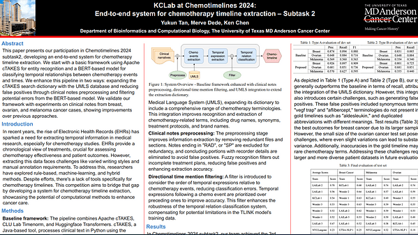 KCLab at Chemotimelines 2024: End-to-end system for chemotherapy timeline extraction – Subtask2