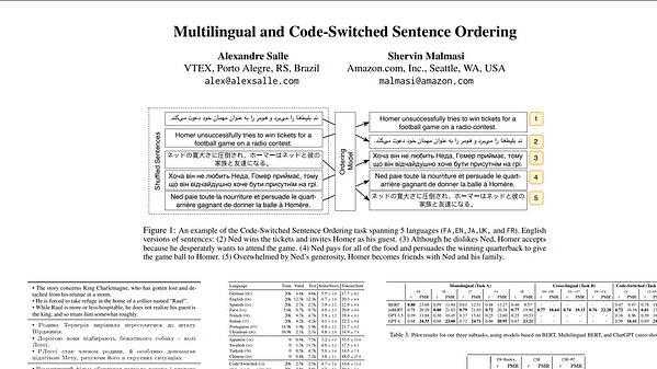 Multilingual and Code-Switched Sentence Ordering