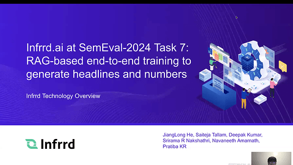 Infrrd.ai at SemEval-2024 Task 7: RAG-based end-to-end training to generate headlines and numbers