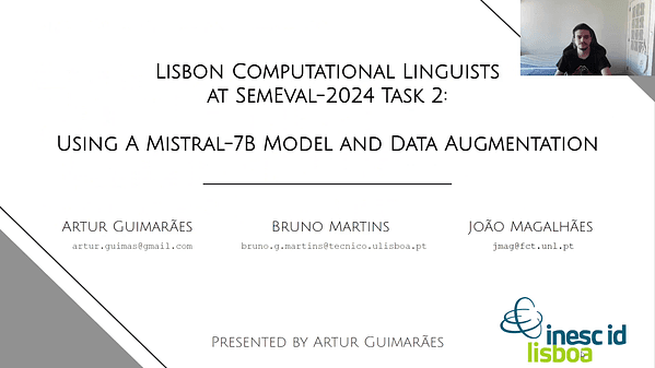 Lisbon Computational Linguists at SemEval-2024 Task 2: Using a Mistral-7B Model and Data Augmentation