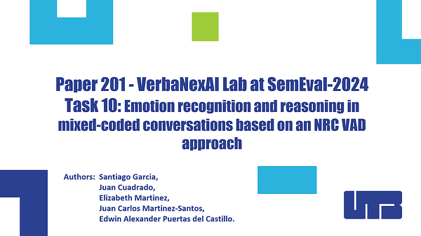 VerbaNexAI Lab at SemEval-2024 Task 10: Emotion recognition and reasoning in mixed-coded conversations based on an NRC VAD approach