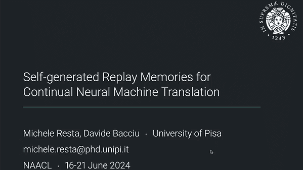 Self-generated Replay Memories for Continual Neural Machine Translation