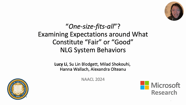 “One-Size-Fits-All”? Examining Expectations around What Constitute “Fair” or “Good” NLG System Behaviors