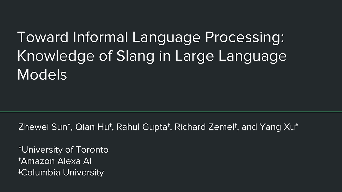 Underline Toward Informal Language Processing Knowledge of Slang in