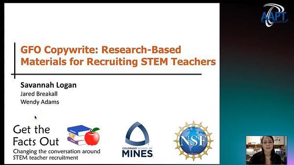 GFO Copywrite: Research-Based Materials for Recruiting STEM Teachers