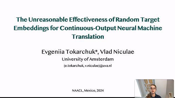 The Unreasonable Effectiveness of Random Target Embeddings for Continuous-Output Neural Machine Translation