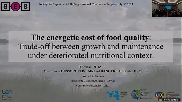 The energetic cost of food quality: trade-off between growth and maintenance under deteriorated nutritional context.