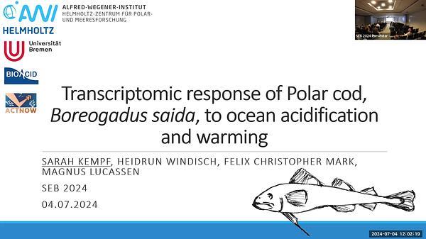 Transcriptomic response of Polar cod, Boreogadus saida, to ocean acidification and warming