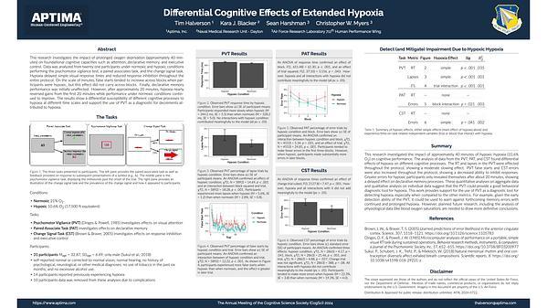 Differential Cognitive Effects of Extended Hypoxia