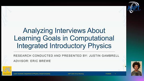 Analyzing Interviews About Learning Goals in Computational Integrated Introductory Physics